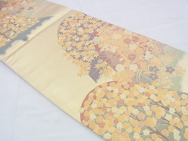 平和屋着物◎六通柄袋帯 遠山樹林文 金糸 逸品 BAAH4651th