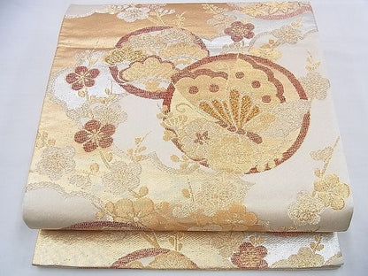 平和屋着物◎六通柄袋帯 花蝶丸文 金銀糸 逸品 BAAH4662th