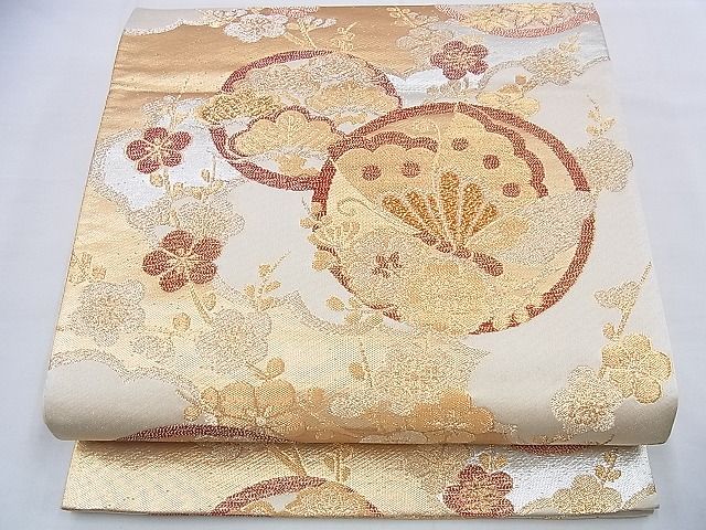 平和屋着物◎六通柄袋帯 花蝶丸文 金銀糸 逸品 BAAH4662th