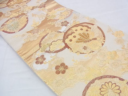平和屋着物◎六通柄袋帯 花蝶丸文 金銀糸 逸品 BAAH4662th