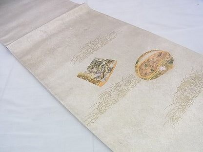 平和屋着物◎太鼓柄袋帯 琳派草花文 金彩 逸品 BAAH4644th