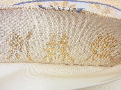 平和屋着物◎六通柄袋帯 唐織 扇面散らし 金糸 逸品 BAAH4665th