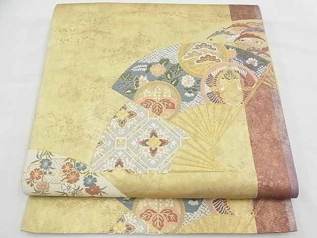 平和屋着物◎六通柄袋帯 唐織 有職扇面散らし 金糸 逸品 BAAH4705th