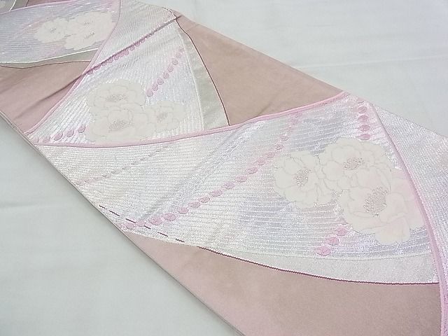 平和屋着物◎六通柄袋帯 銀彩錦 牡丹 やまと誂製 逸品 BAAH4709th