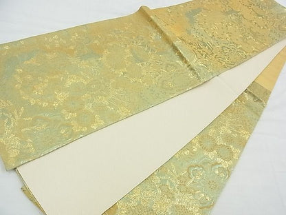 平和屋着物◎六通柄袋帯 道長楽器花蝶文 金糸 逸品 BAAH4717th
