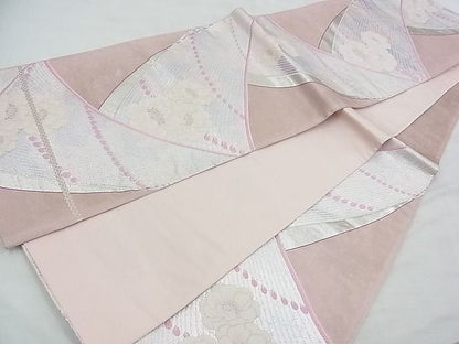 平和屋着物◎六通柄袋帯 銀彩錦 牡丹 やまと誂製 逸品 BAAH4709th