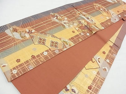 平和屋着物◎六通柄袋帯 唐織 地紙花文 金糸 逸品 BAAH4737th