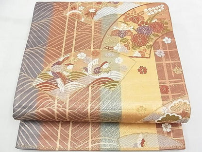平和屋着物◎六通柄袋帯 唐織 地紙花文 金糸 逸品 BAAH4737th