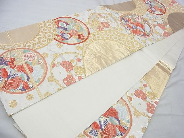平和屋着物◎六通柄袋帯 唐織 鴛鴦花丸文 金銀糸 逸品 BAAH4785th