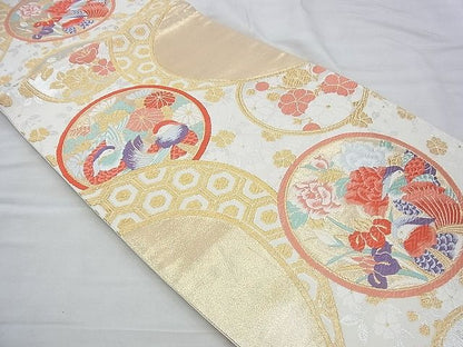 平和屋着物◎六通柄袋帯 唐織 鴛鴦花丸文 金銀糸 逸品 BAAH4785th