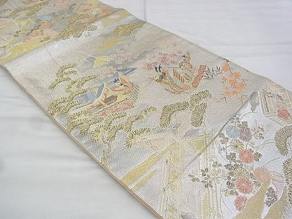 平和屋着物◎六通柄袋帯 エ霞風景文 金銀糸 逸品 BAAI2613th