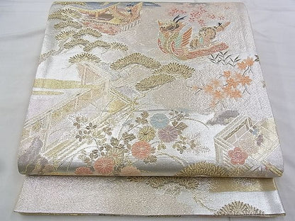 平和屋着物◎六通柄袋帯 エ霞風景文 金銀糸 逸品 BAAI2613th