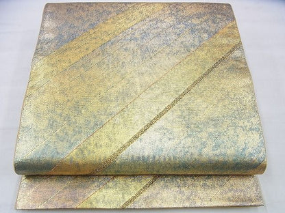 平和屋着物◎六通柄袋帯 青銅佐賀錦 金糸 引箔 逸品 BAAI2651th