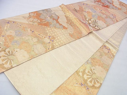平和屋着物◎本佐賀錦 六通柄袋帯 王朝花車紋 金糸 逸品 BAAI2682th