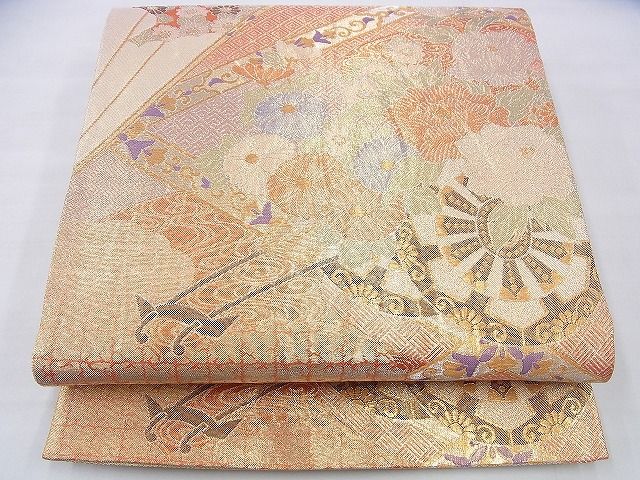 平和屋着物◎本佐賀錦 六通柄袋帯 王朝花車紋 金糸 逸品 BAAI2682th