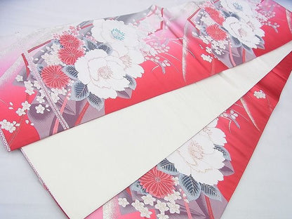 平和屋着物◎六通柄袋帯 唐織 春秋花文 金銀糸 逸品 BAAI2677th
