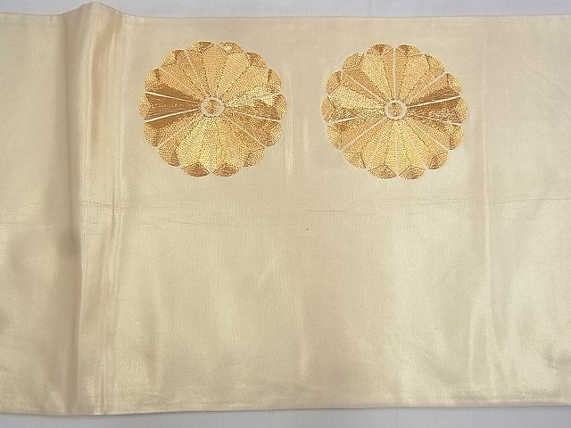 平和屋着物◎太鼓柄袋帯 総駒刺繍 菊 金糸 逸品 BAAI6407th