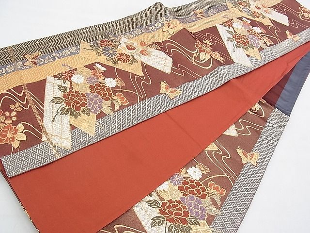 平和屋着物◎六通柄袋帯 唐織 花筏 金糸 逸品 BAAI6413th