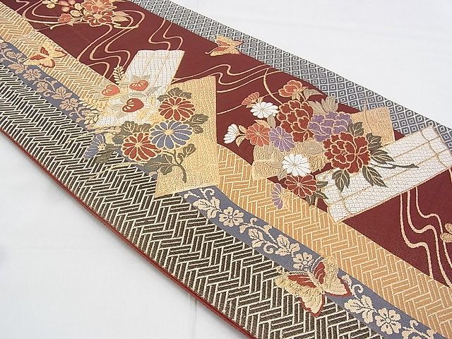 平和屋着物◎六通柄袋帯 唐織 花筏 金糸 逸品 BAAI6413th