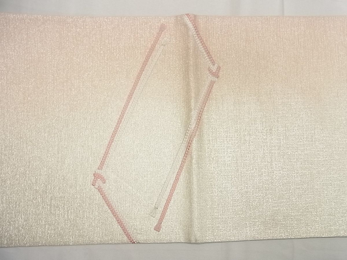 平和屋着物◎六通太鼓柄袋帯 総刺繍 結び紐 銀糸 逸品 CAAG5296ak