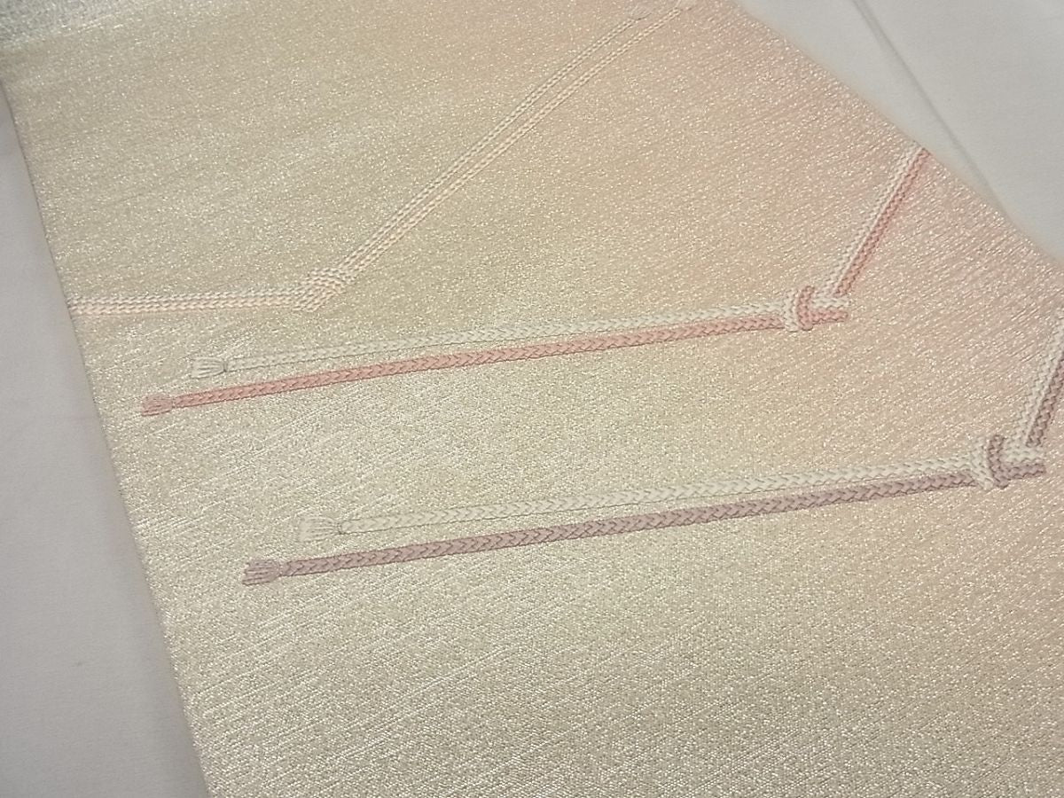 平和屋着物◎六通太鼓柄袋帯 総刺繍 結び紐 銀糸 逸品 CAAG5296ak