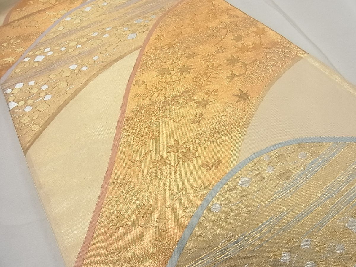 平和屋着物◎六通柄袋帯 吉祥花文 金銀糸 逸品 CAAG5309ak
