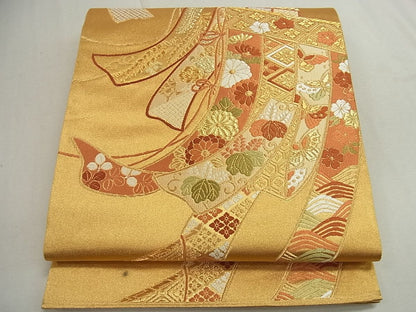 平和屋着物◎六通柄袋帯 唐織 几帳吉祥花文 金糸 逸品 CAAG5345ak