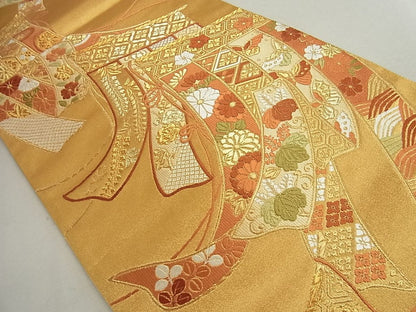 平和屋着物◎六通柄袋帯 唐織 几帳吉祥花文 金糸 逸品 CAAG5345ak