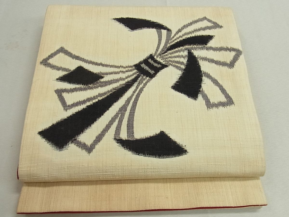 平和屋着物◎太鼓柄京袋帯　紬地　束ね熨斗文　逸品　CAAG5377ak