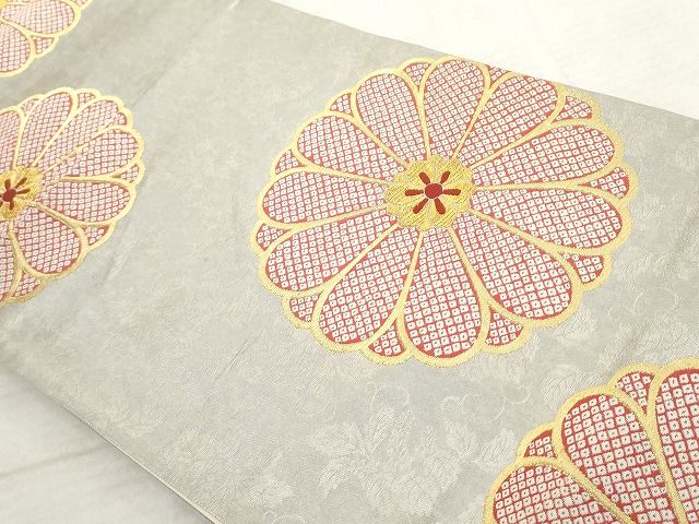 平和屋着物■六通柄袋帯　菊桐小袖紋　金糸　正絹　逸品　AAAJ3464Aaz