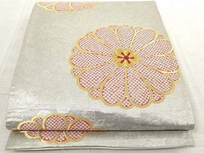 平和屋着物■六通柄袋帯　菊桐小袖紋　金糸　正絹　逸品　AAAJ3464Aaz