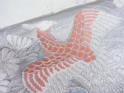 平和屋着物◎六通柄 本袋帯 唐織 孔雀切嵌花文 プラチナ二重箔 逸品 BAAI3839ea