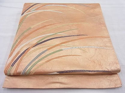 平和屋着物◎六通柄袋帯 唐織 芝草文 金糸 逸品 BAAI3850ea