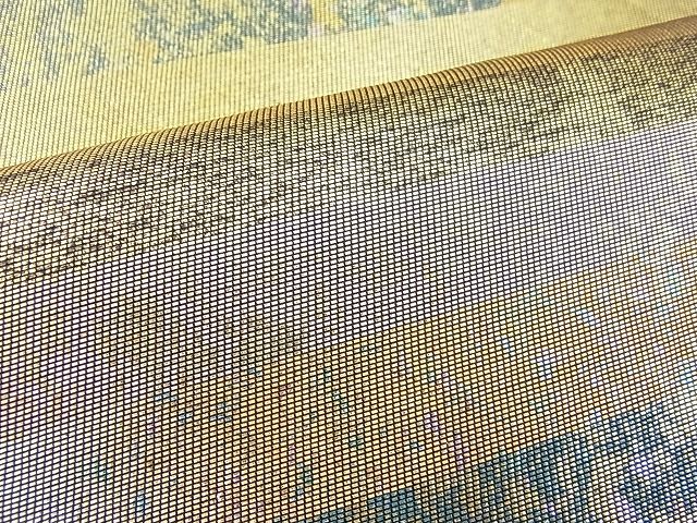 平和屋着物◎六通柄袋帯 横段文 金彩 引箔 逸品 BAAI3854ea