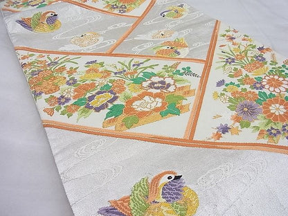 平和屋着物◎六通柄袋帯 唐織 檜垣鴛鴦花筏文 金銀糸 逸品 BAAI3896ea
