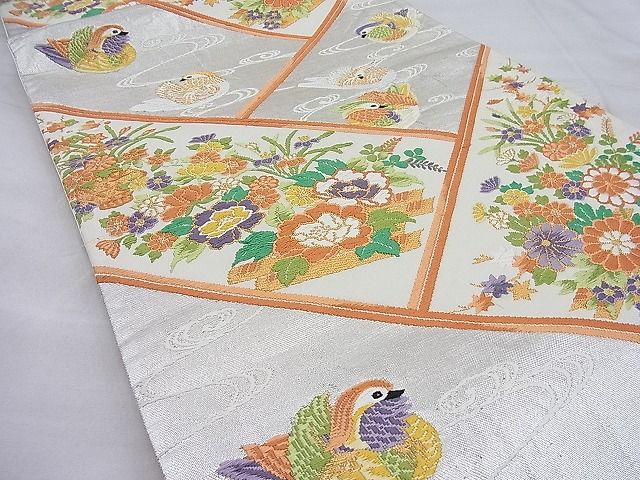 平和屋着物◎六通柄袋帯 唐織 檜垣鴛鴦花筏文 金銀糸 逸品 BAAI3896ea