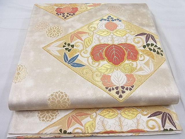 平和屋着物◎六通柄袋帯 唐織 菱華唐陽文 金糸 逸品 BAAI3910ea
