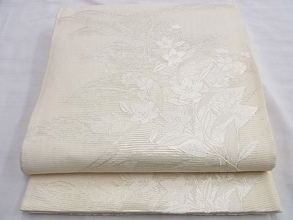 平和屋着物■夏物 六通柄袋帯 唐織 秋草文 銀糸 逸品 BAAI0761du