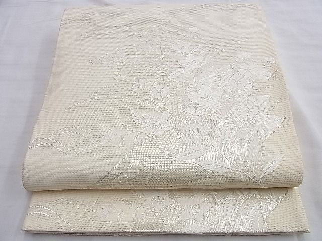 平和屋着物■夏物 六通柄袋帯 唐織 秋草文 銀糸 逸品 BAAI0761du
