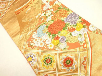 平和屋着物◎六通柄袋帯　唐織　正倉院流水草花文　金銀糸　逸品　CAAG2311eg