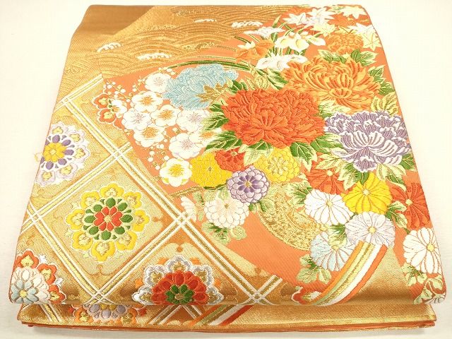 平和屋着物◎六通柄袋帯　唐織　正倉院流水草花文　金銀糸　逸品　CAAG2311eg