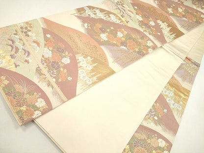 平和屋着物◎六通柄袋帯 唐織 遠山草花文 金銀糸 逸品 CAAG2310eg