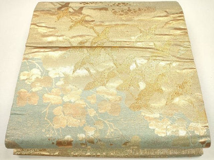 平和屋着物◎六通柄袋帯 霞飛鶴文 金糸 逸品 CAAG2320eg