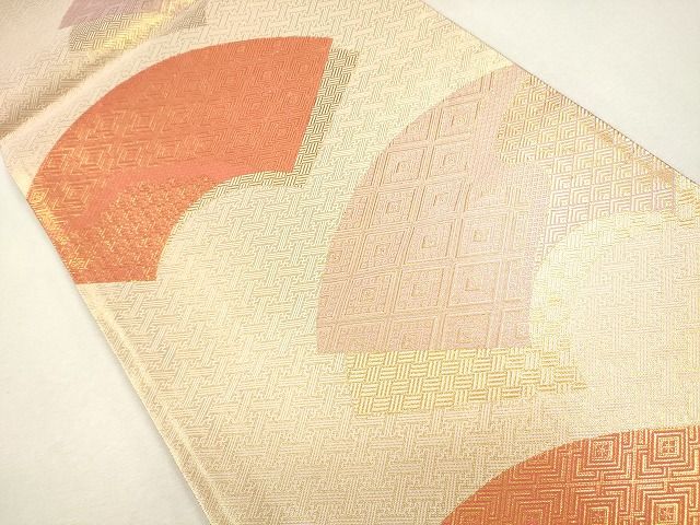 平和屋着物◎佐賀錦 両面 全通柄袋帯 地紙重ね菱花文 金糸 逸品 CAAG2353eg