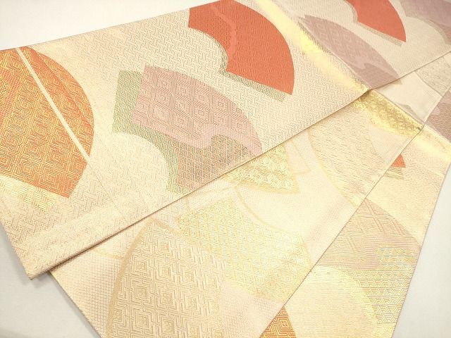 平和屋着物◎佐賀錦 両面 全通柄袋帯 地紙重ね菱花文 金糸 逸品 CAAG2353eg