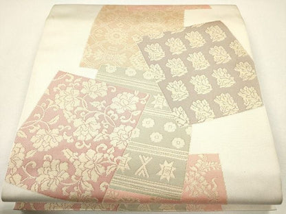 平和屋着物◎六通柄袋帯 色紙重ね花唐草文 金糸 逸品 CAAG2351eg