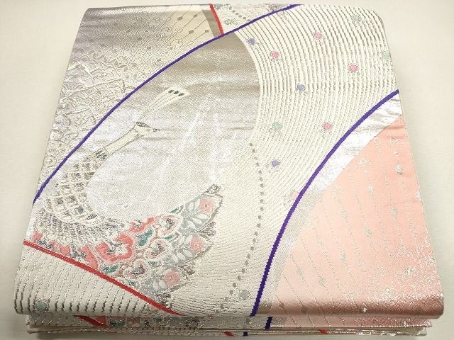 平和屋着物◎両面 全通柄袋帯 唐織 正倉院鳳凰花文 銀糸 逸品 CAAG2378eg