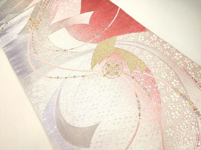 平和屋着物◎六通柄袋帯 束ね熨斗花文 金銀糸 逸品 CAAG2398eg