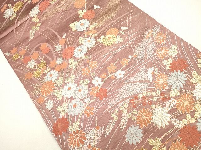 平和屋着物◎六通柄袋帯　唐織　草花文　金銀糸　逸品　CAAG2445eg