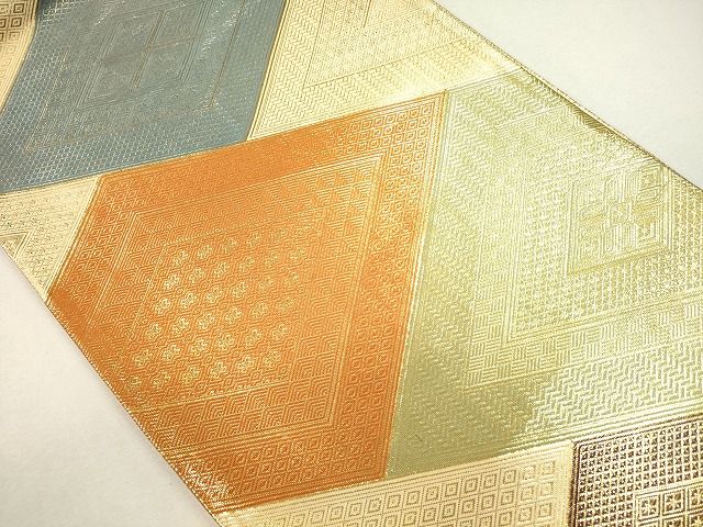 平和屋着物◎伝統佐賀錦 全通柄袋帯 菱繋文 金糸 逸品 CAAG2444eg